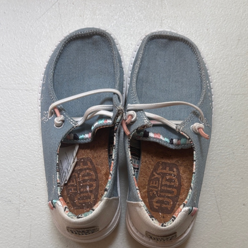 Hey Dude Kids Moccasins - Blue and Cream